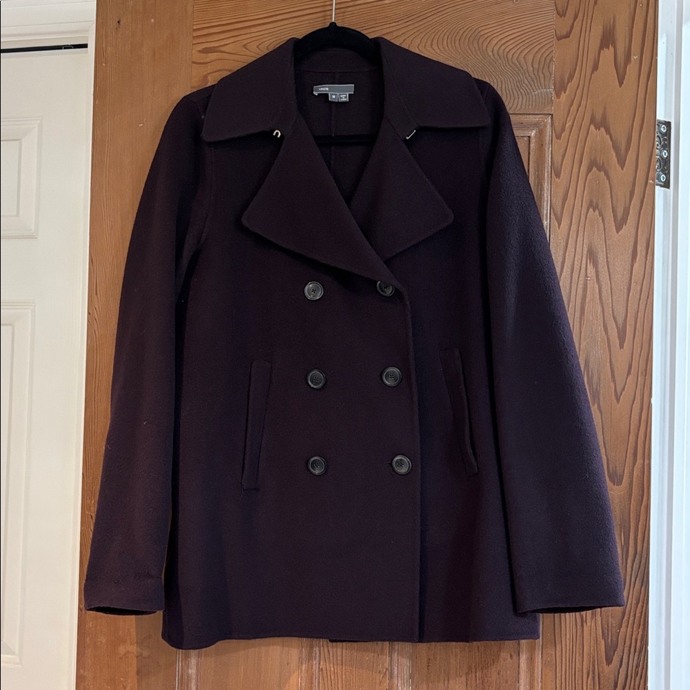 Vince Wool Pea Coat Dark Burgundy Size M
